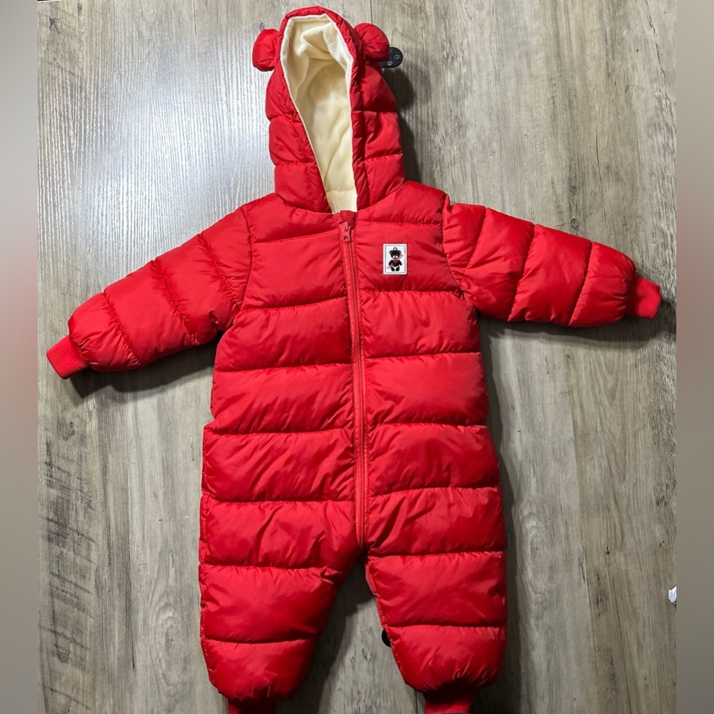 Amazon Red Baby Snowsuit with Bear Ears- Size 12/18